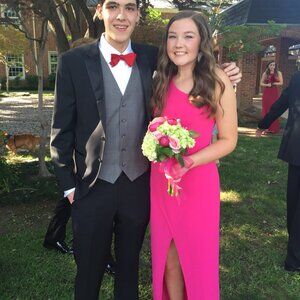 Sleeveless Hot Pink Evening Dress with Front Slit